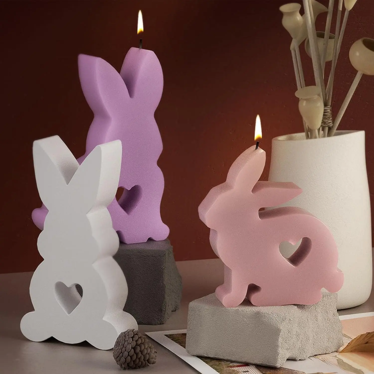 Easter Love Little Rabbit Candle Base Ornament Silicone Mold DIY Gypsum Aromatherapy Cute Home Decorative Resin Mold Handicrafts