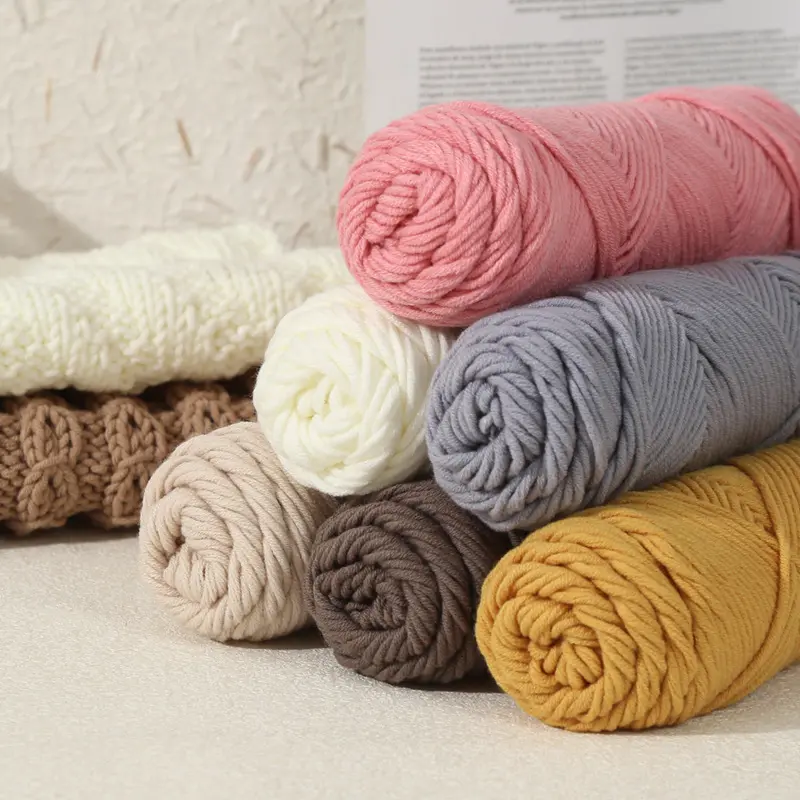 100g/Roll Milk Cotton Yarn Woolen Yarn Soft Pure Colour Lover Yarn 8 ply Knitting Wool Thread for Handmade DIY Scarf Hat Yarn