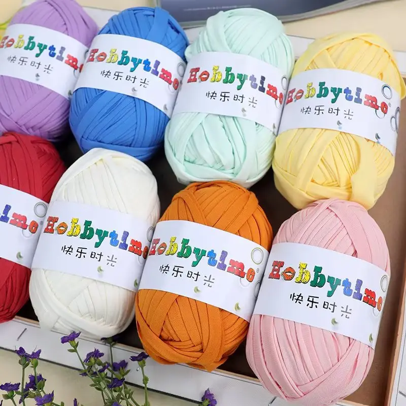 100g Thick Yarn Super Soft Colored Cloth Fabric Strip Yarn For Hand Knitting Woven Bag Carpet Basket DIY Hand-knitted Material
