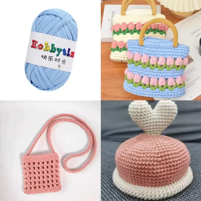 100g Thick Yarn Super Soft Colored Cloth Fabric Strip Yarn For Hand Knitting Woven Bag Carpet Basket DIY Hand-knitted Material