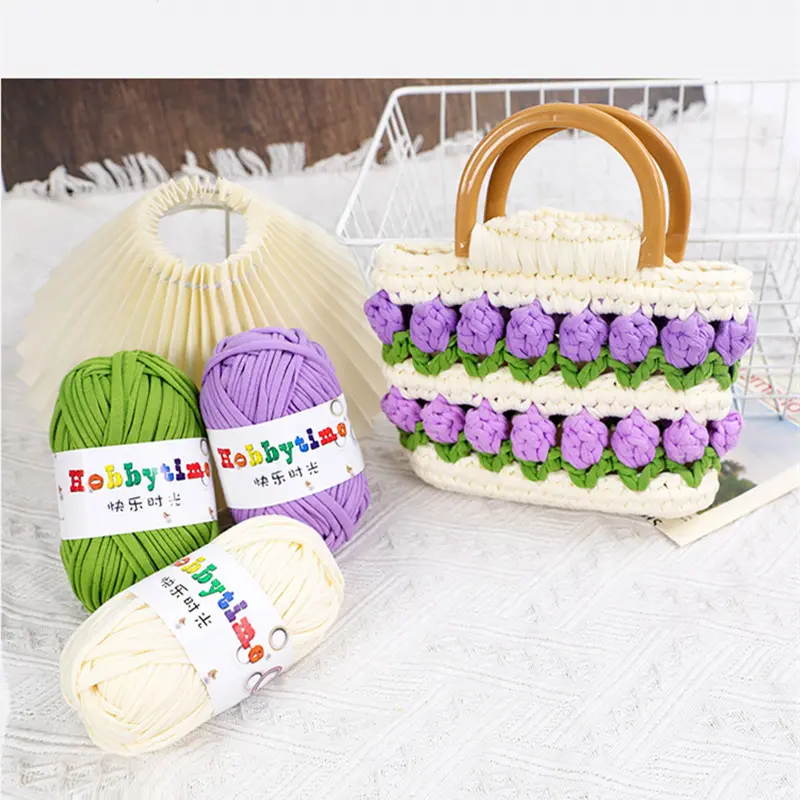 100g Thick Yarn Super Soft Colored Cloth Fabric Strip Yarn For Hand Knitting Woven Bag Carpet Basket DIY Hand-knitted Material