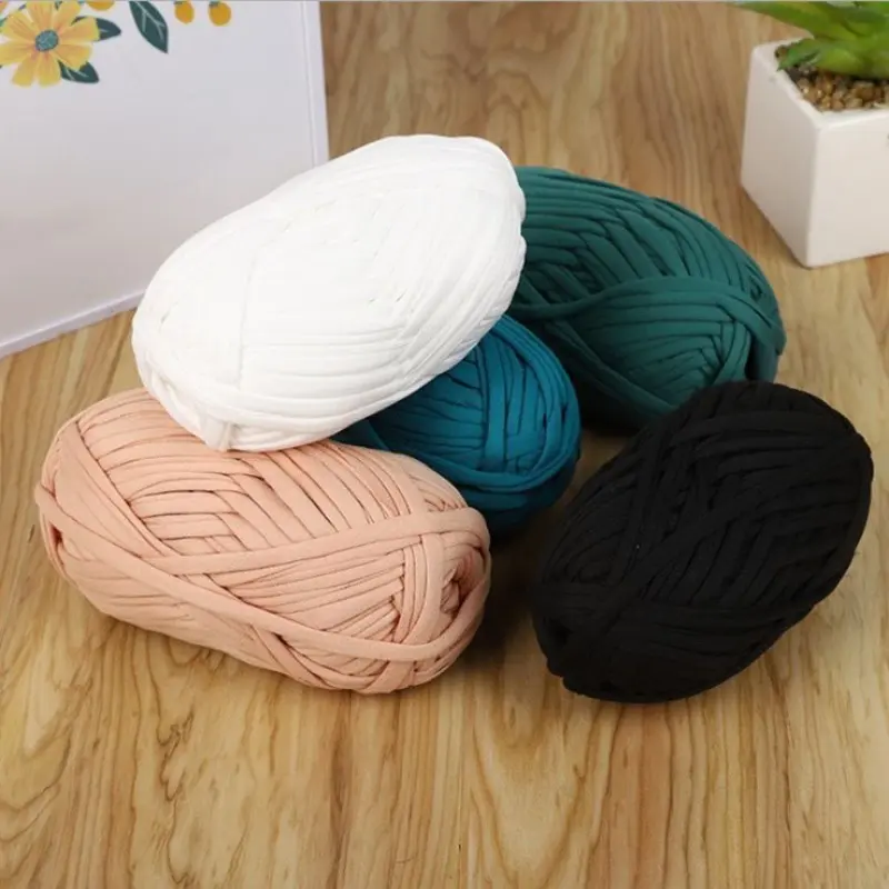 T-shirt Yarn Craft Crochet 100g Knitting Materials Thick Soft Cloth Yarn for Hand Knitting Crochet Basket/Slippers Flat Thread