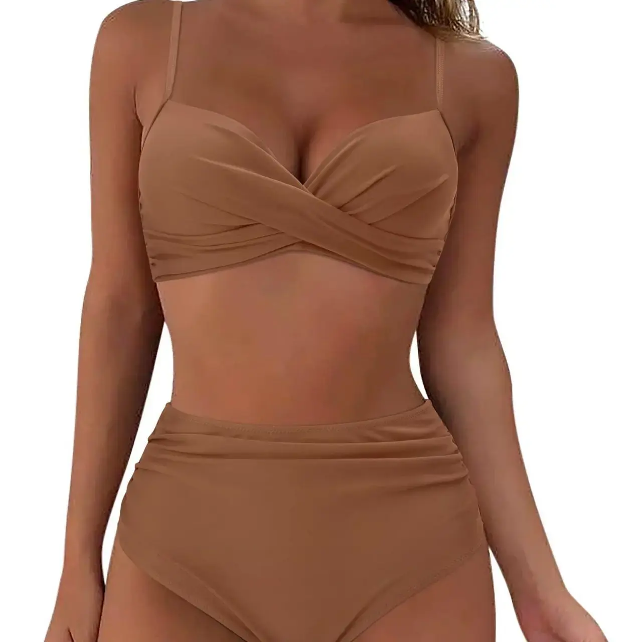 Slimming High Waist Bikini Set Women's Multi-Color Hard Bag Gathered Bikini Ideal for plus Size Swimsuits And Beachwear