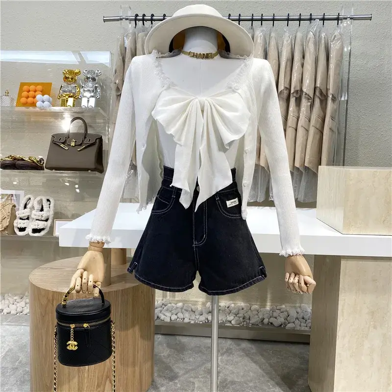 Plus Size Women's Short Butterfly Knot Top Slimming Vest Big MM Fashionable Anti-Aging Lightweight Summer Casual Wear