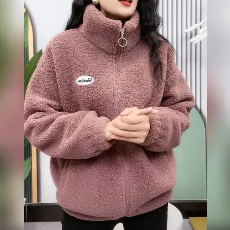 Fashionable Fleece Lined Thickened Warm Casual Lamb Velvet Hoodie Women's Jacket Autumn Winter New Style Korean Loose Style