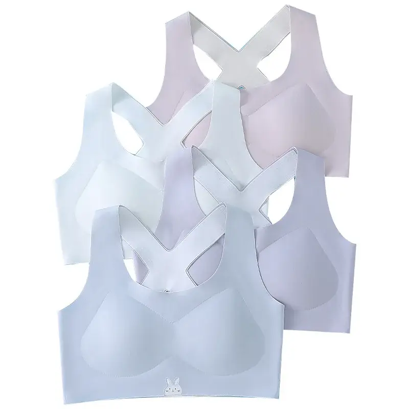 Children's Comfortable Breathable Growth Bras 2-Piece Set Antibacterial X+ Anti-Protrusion Skin-Friendly Underwear for Kids