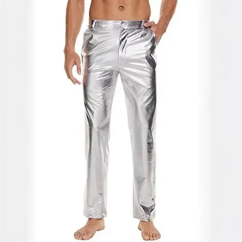2025 New Men's Metal Glitter Disco Pants Cross-Border Popular Casual Sports Street Hip Hop Party Wild Fashion Trend