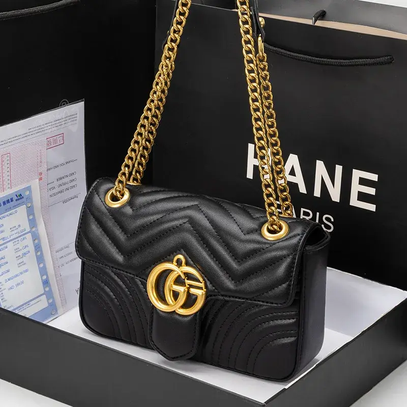 Luxury High-End FeelVargyll Genuine Leather Tweed Style Women's Crossbody Bag Trendy Simple DIY Chain Strap Shoulder Bag
