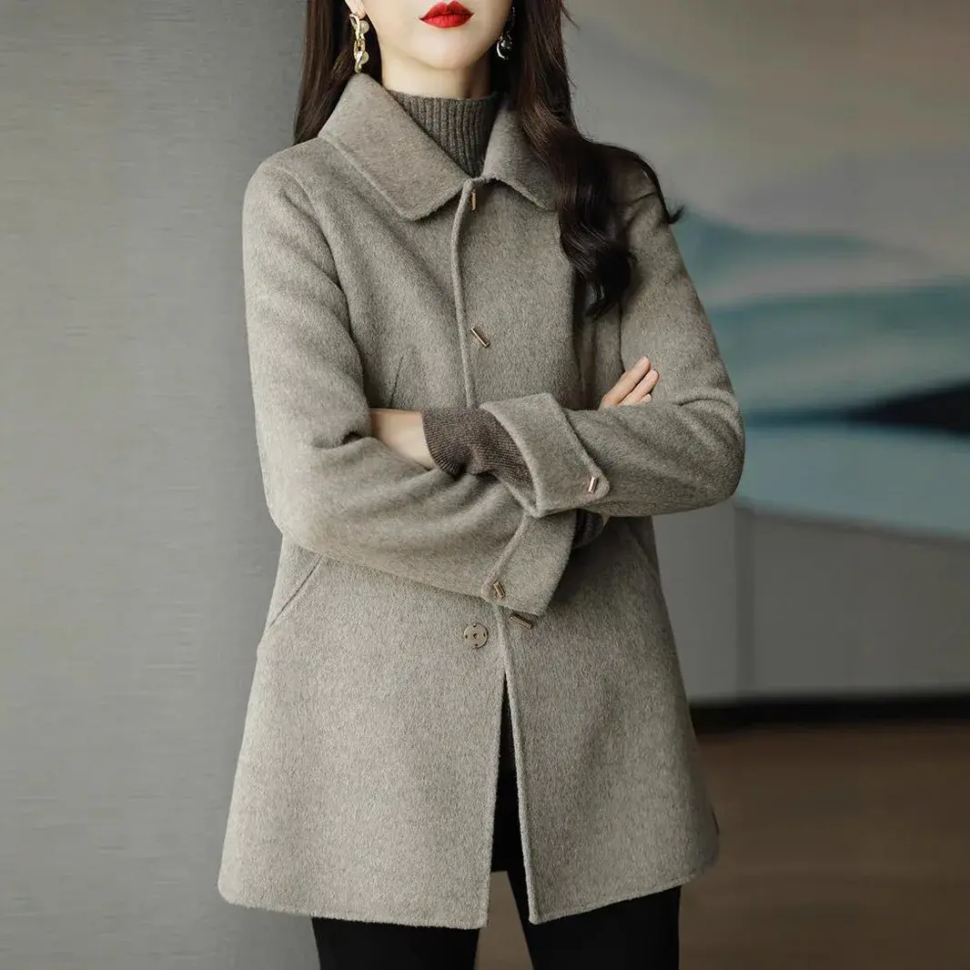 Plus Size Winter New Women's Casual Slimming Trendy Woolen Coat Top Small Size Versatile Fashionable Outerwear Female Clothing