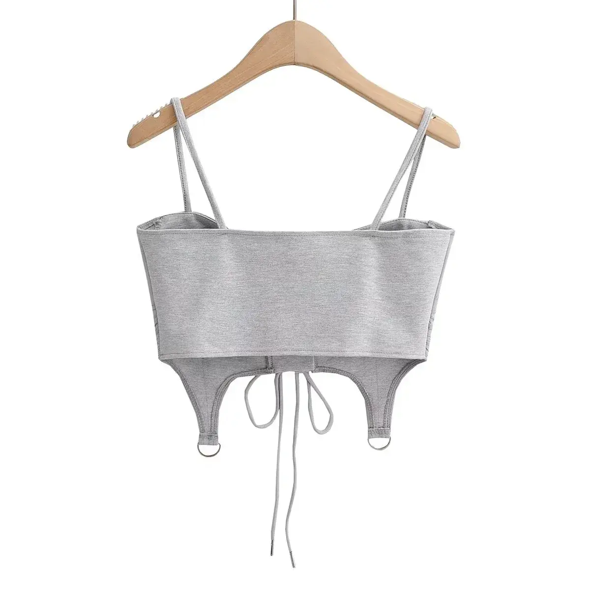 American Style INS Sexy Slimming Tank Top For Women With Cross Back Strap Cropped Mesh Patchwork Top Synthetic Silk Material