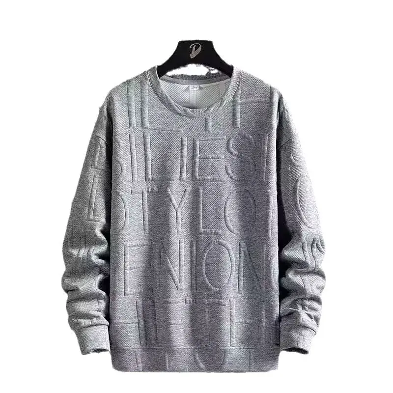 Trendy Loose-Fit Sweatshirt Casual Style Round Neck Pullover For Daily Wear Men's Autumn/Winter Fashionable Hong Kong Style