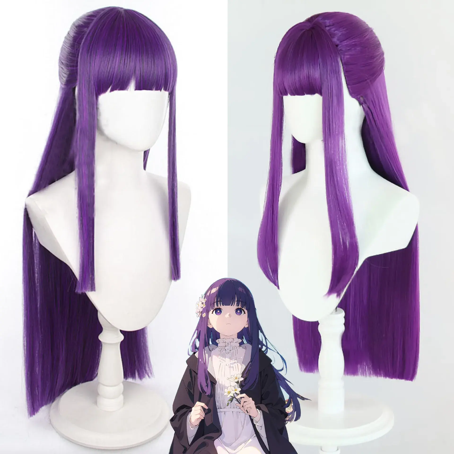 Xiangzhi Purple Long Straight Half Tied Small Horse Tail Wig Cosplay Phillipine Hair Extension For White Women