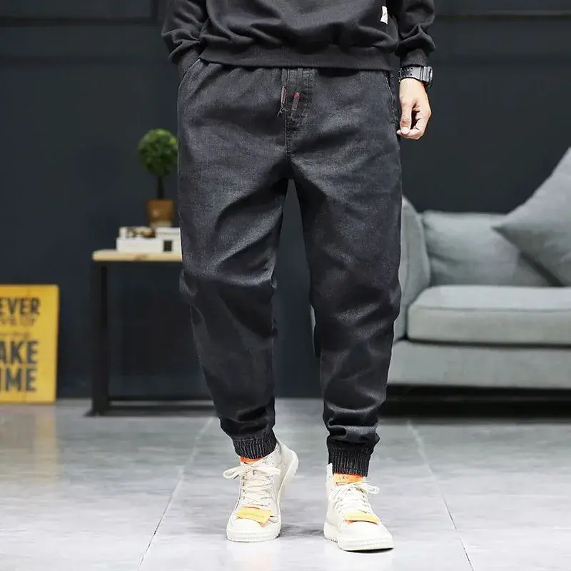 Trendy Brand Men's Jeans Loose Fit Plus Size Bundle Feet Harem Workwear Casual Versatile Long Pants Spring Autumn New Model
