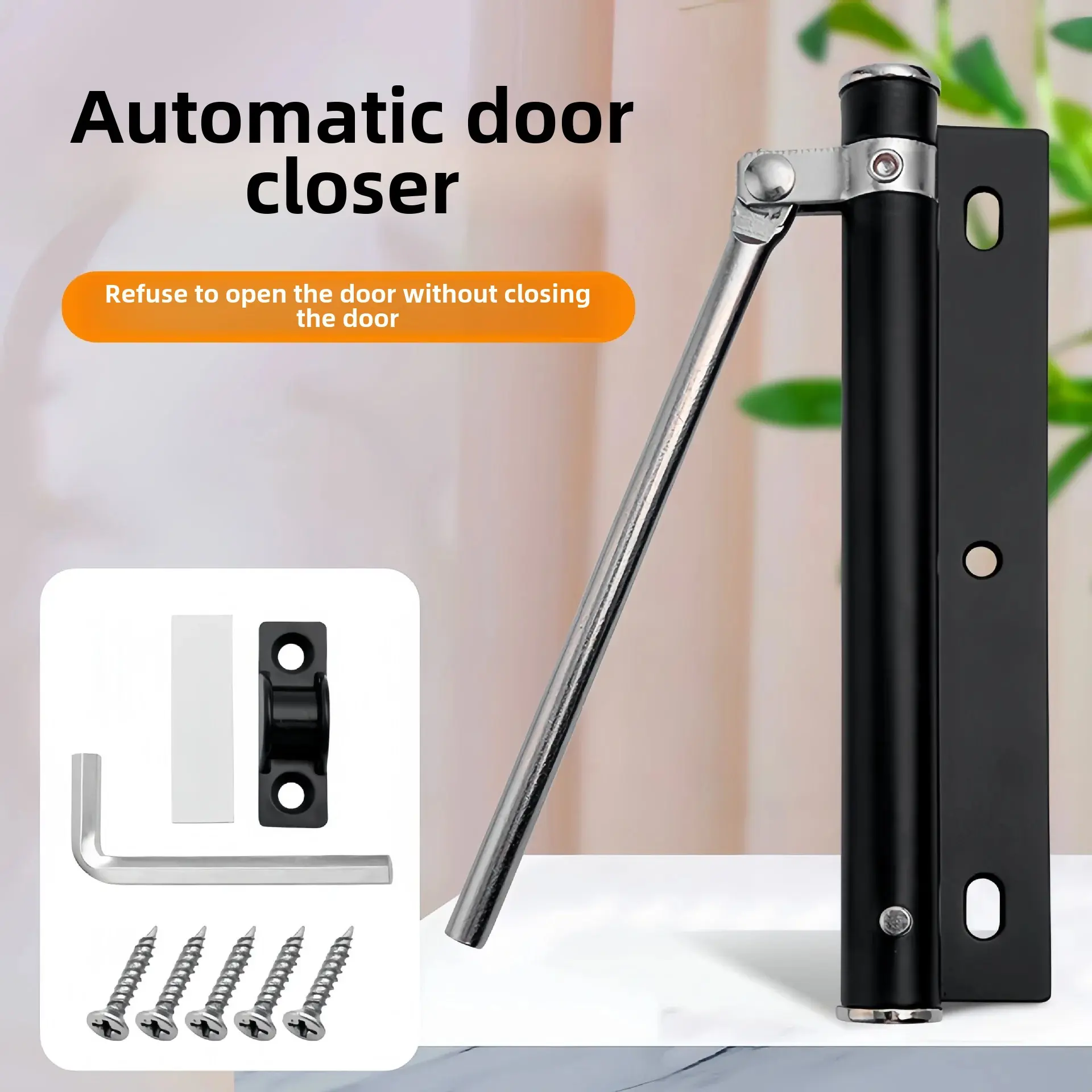 Stainless Steel Automatic Door Closer Anti-Collision Silent Push-Pull Door For Bedroom Easy Home Use Hydraulic Adjustable