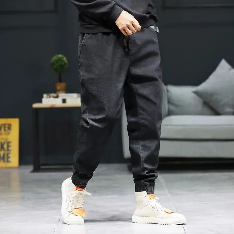 Trendy Brand Men's Jeans Loose Fit Plus Size Bundle Feet Harem Workwear Casual Versatile Long Pants Spring Autumn New Model