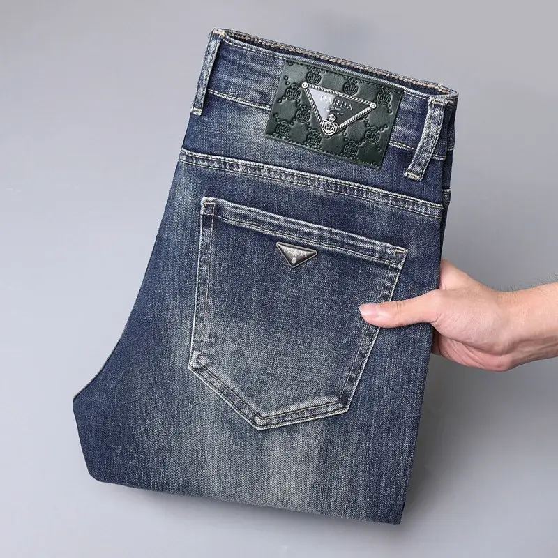 Autumn/Winter Men's Jeans Luxury Thick Straight-Leg Pants Fashionable Slims Smooth Your Silhouette Versatile Casual High-End Eur