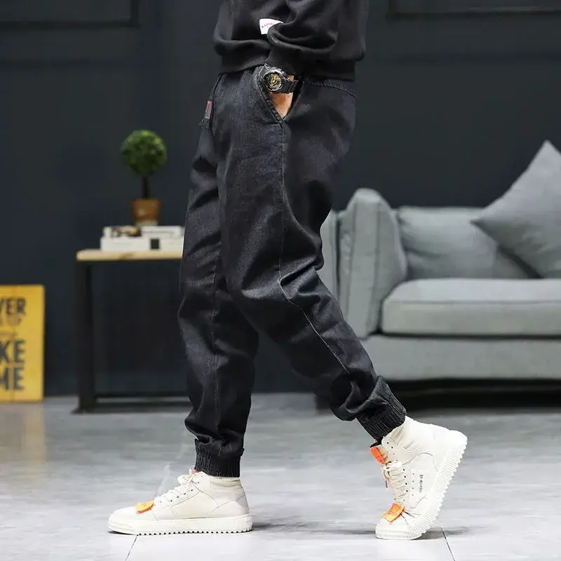 Trendy Brand Men's Jeans Loose Fit Plus Size Bundle Feet Harem Workwear Casual Versatile Long Pants Spring Autumn New Model