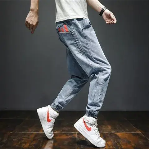 Trendy Brand Men's Jeans Loose Fit Plus Size Bundle Feet Harem Workwear Casual Versatile Long Pants Spring Autumn New Model