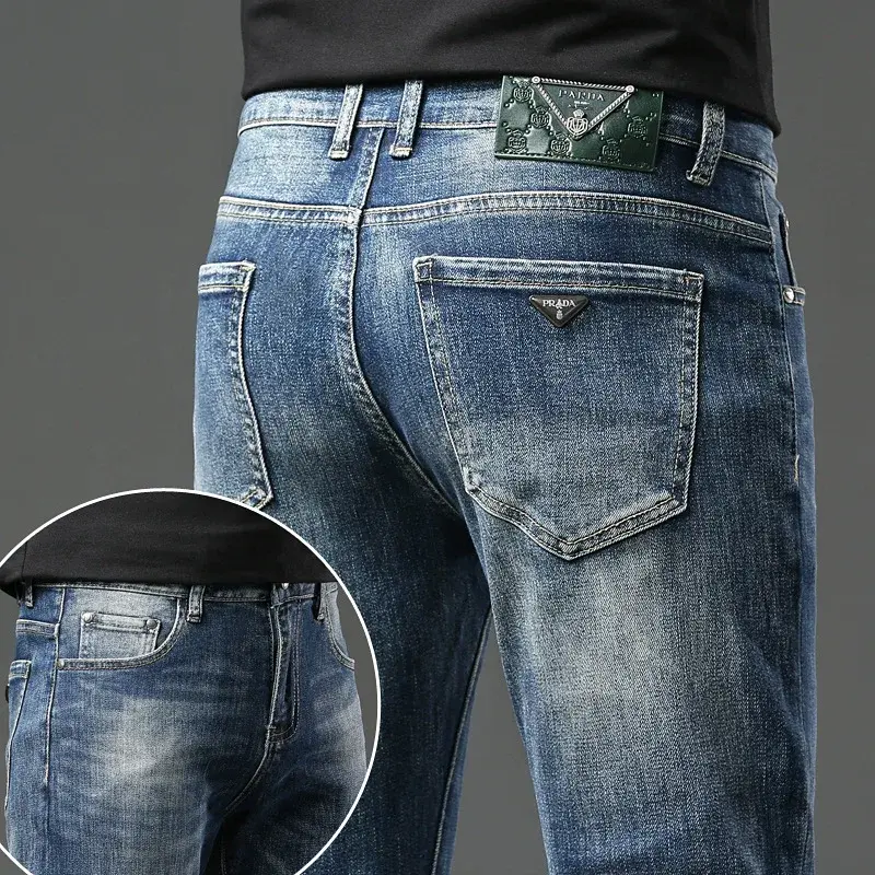 Autumn/Winter Men's Jeans Luxury Thick Straight-Leg Pants Fashionable Slims Smooth Your Silhouette Versatile Casual High-End Eur