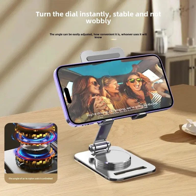 New Model Metal Aluminum Alloy Rotatable Mobile Phone Stand Desktop Foldable Mobile Phone Frame Lazy Tablet Support Frame