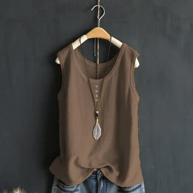 Summer Thin Casual Vest Base Shirt Women's Large Size Cover Belly Slimming Inner Wear Top Korean Style Mommy Outfit