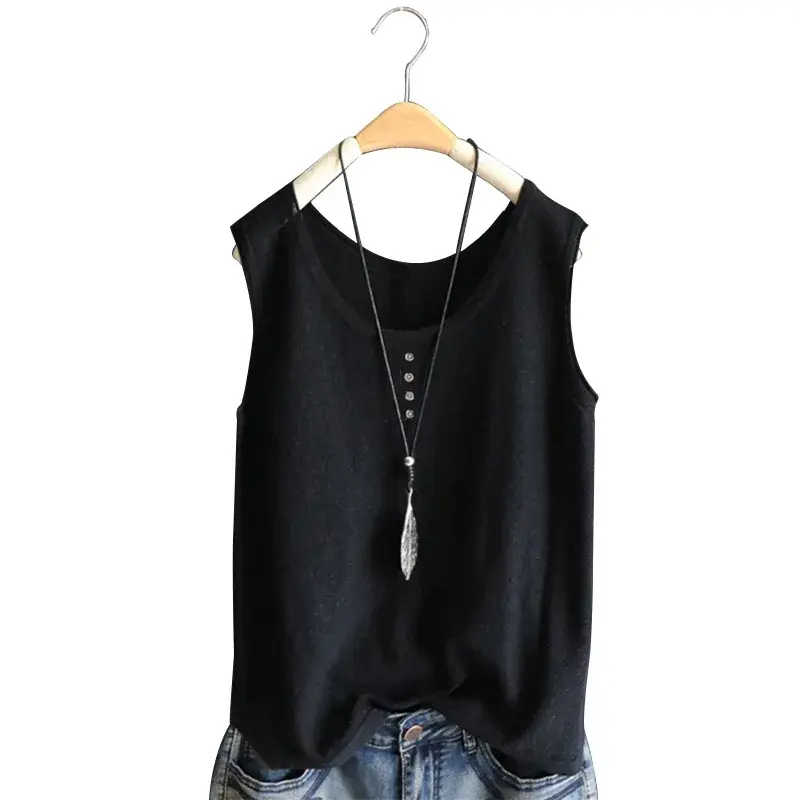Summer Thin Casual Vest Base Shirt Women's Large Size Cover Belly Slimming Inner Wear Top Korean Style Mommy Outfit