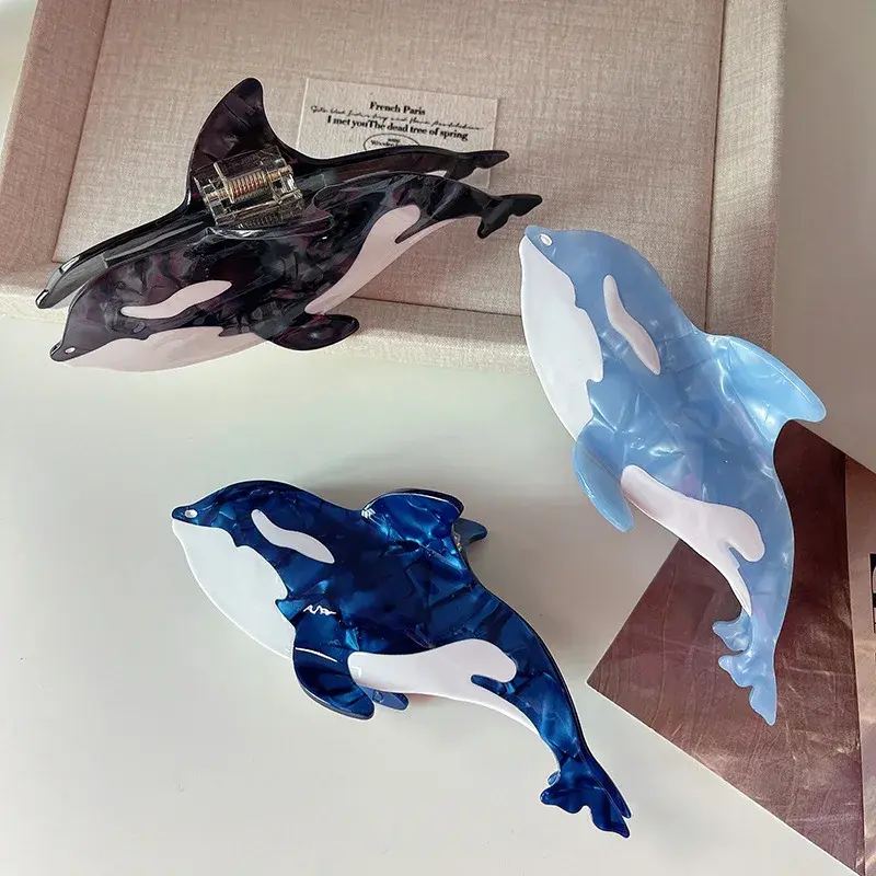 New High Quality Cute Blue Whale Hair Clip Marine Life Accessory Tail Hair Clip Bun Hair Clip Shark Clip Hair Decoration