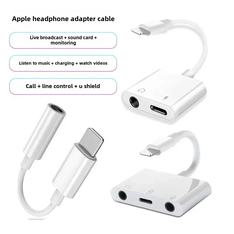 For Apple 8 Lightning Adapter Dual USB Charging Listening Two-In-One Transition Adapter Motorcycle Equipment Accessories