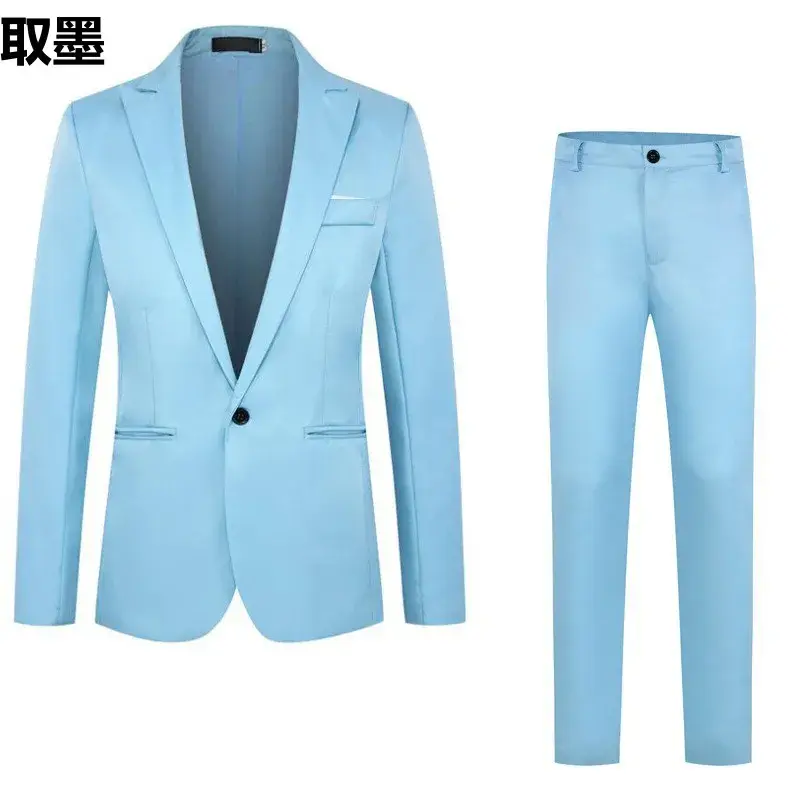 2023 New Men's Fashionable Business Casual Suit Slim Fit Western Style Clothes 2-Piece Set Wholesale Cross-Border E-commerce
