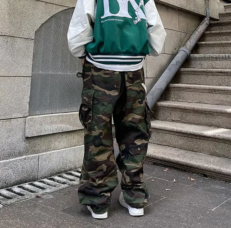 American Style Vintage Hip Hop Camouflage Cargo Pants Slimming Pants For Men Straight Leg Casual Trendy Brand