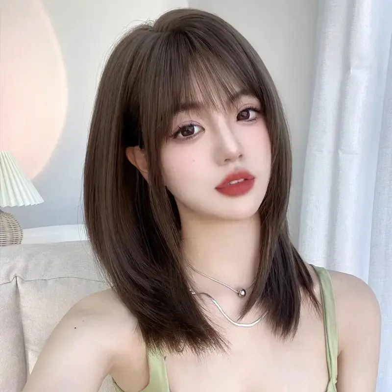 Natural Short Hair Wig for Women Full Head Cover Cute Affordable Popular Shoulder Length Hair Extensions Easy to Wear And Mainta