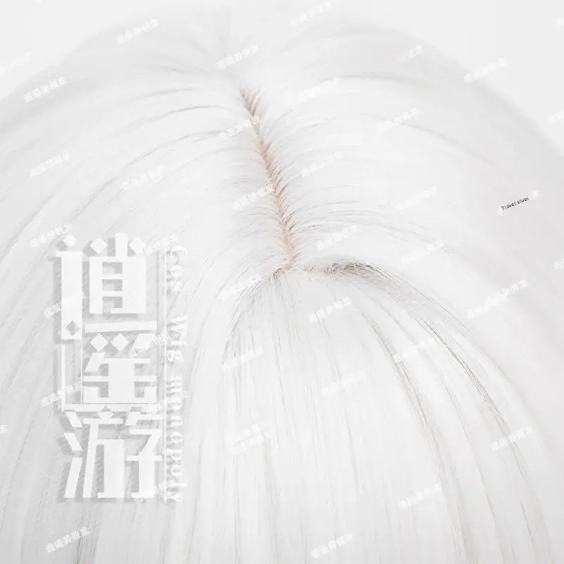 Xiyaoyou Fushan Cosplay Wig Seven Strange Talks Simulation Hair White Wolf Tail Wig Anime Realistic Show Mechanism Hair Cap