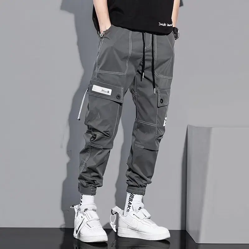 Spring Summer Korean Style Trendy Casual Men's Pants Loose Fit Work Trousers Versatile Pocket Long Leg Pants