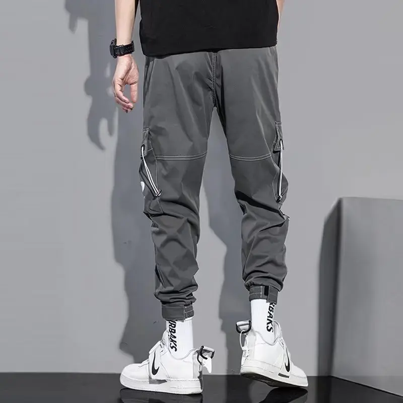Spring Summer Korean Style Trendy Casual Men's Pants Loose Fit Work Trousers Versatile Pocket Long Leg Pants