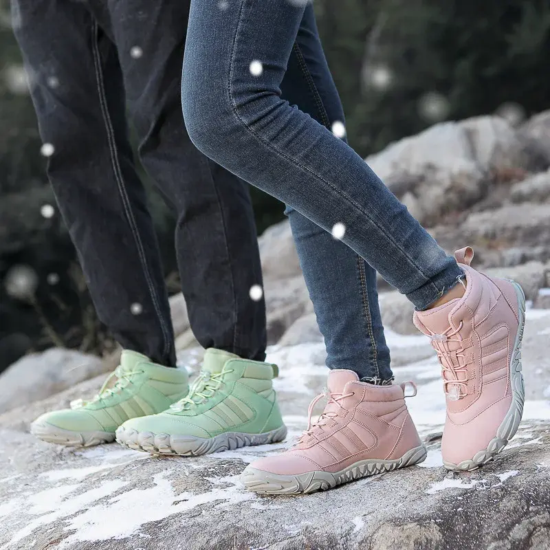 Outdoor Five-Finger Snow Boots Couple Men's Waterproof Pearl Cotton Fleece-Lined And Thickened Climbing Cotton Shoes Winter Seas