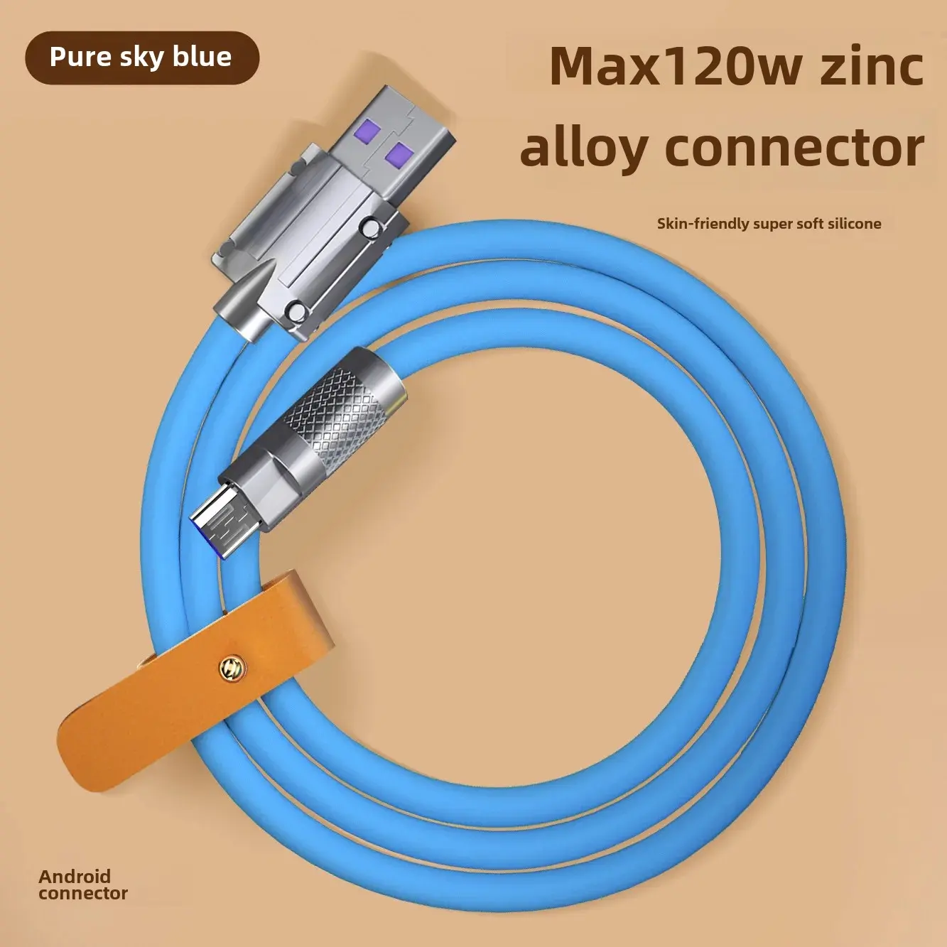 Zinc Alloy Liquid Silicone Data Cable Thickened 6.0 For Apple Android Type-C Motorcycle Electronic Accessories Equipment Spare P