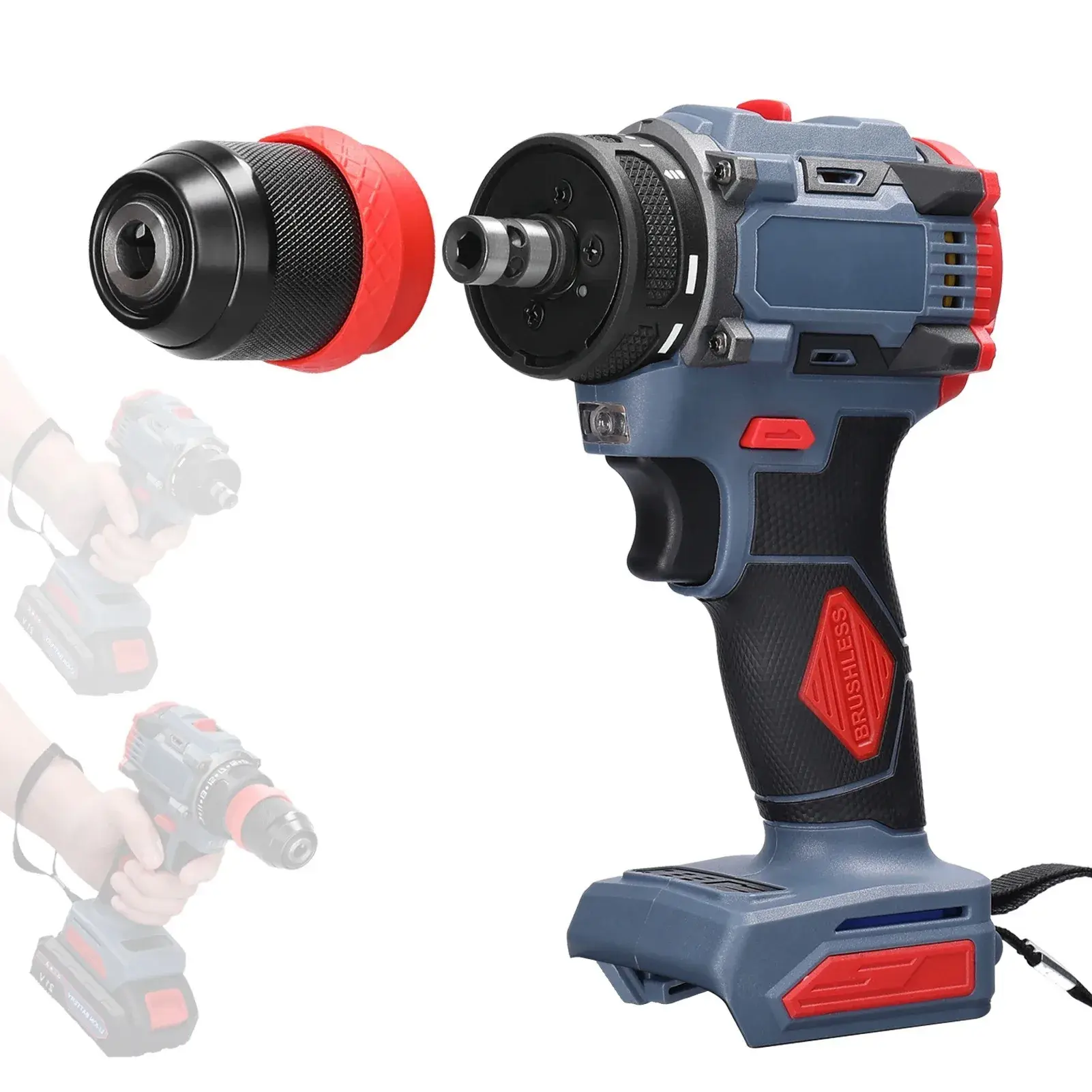 High-Power Fast-Charging Brushless Motor Clutch 21V Ratchet Head Drill Bit Electric Screwdriver Home Use Plastic Box