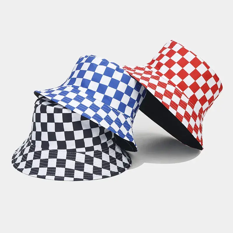 Hot Sale Of The Season New Plaid Double-Sided Wear Fisherman Hat Women's Summer Outdoor Sun Protection Hat Men's Fashionable Buc