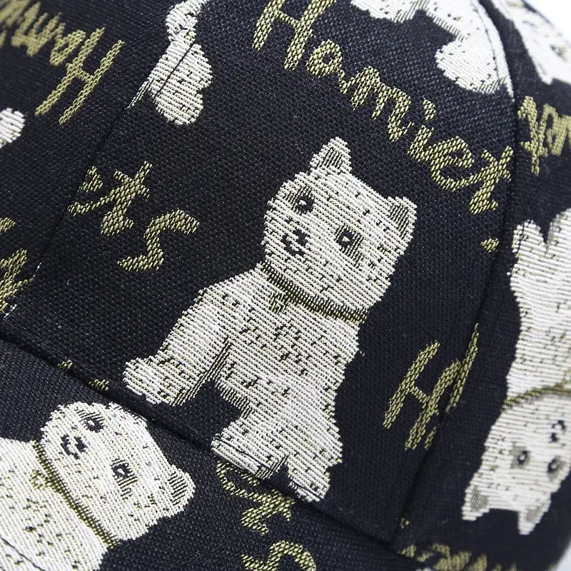 Retro British Style Baseball Cap Cute Cartoon Bear Dog Pattern Bowling Hat Spring Summer Autumn Sunshade Cap Flat Brim Hat