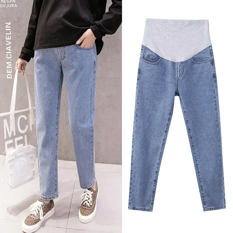 High-waisted Maternity Jeans 2024 New Spring Collection Maternity Trousers Comfortable Stretchable Cotton Pants