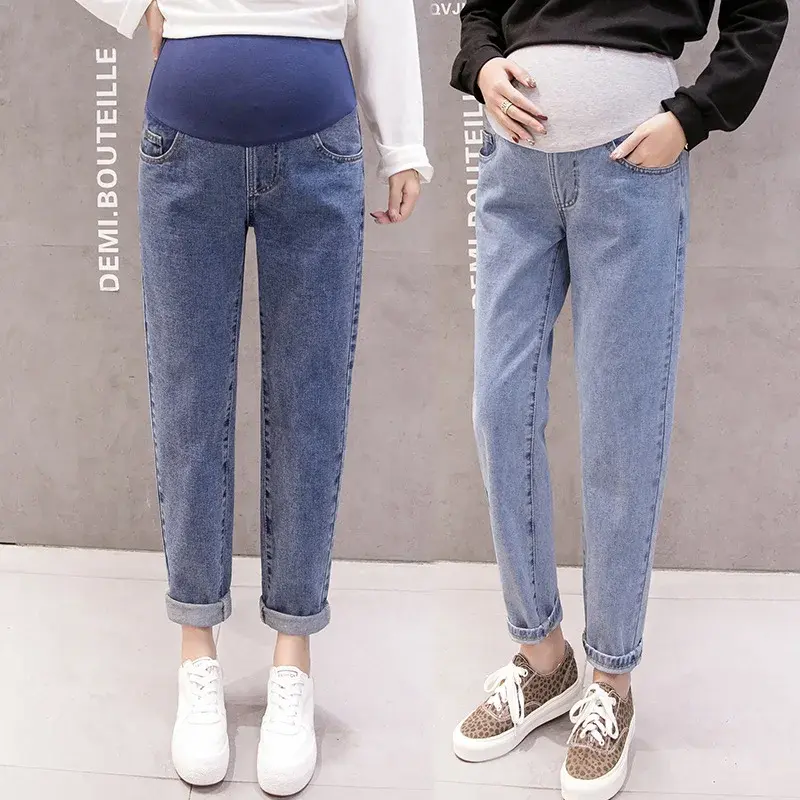 High-waisted Maternity Jeans 2024 New Spring Collection Maternity Trousers Comfortable Stretchable Cotton Pants