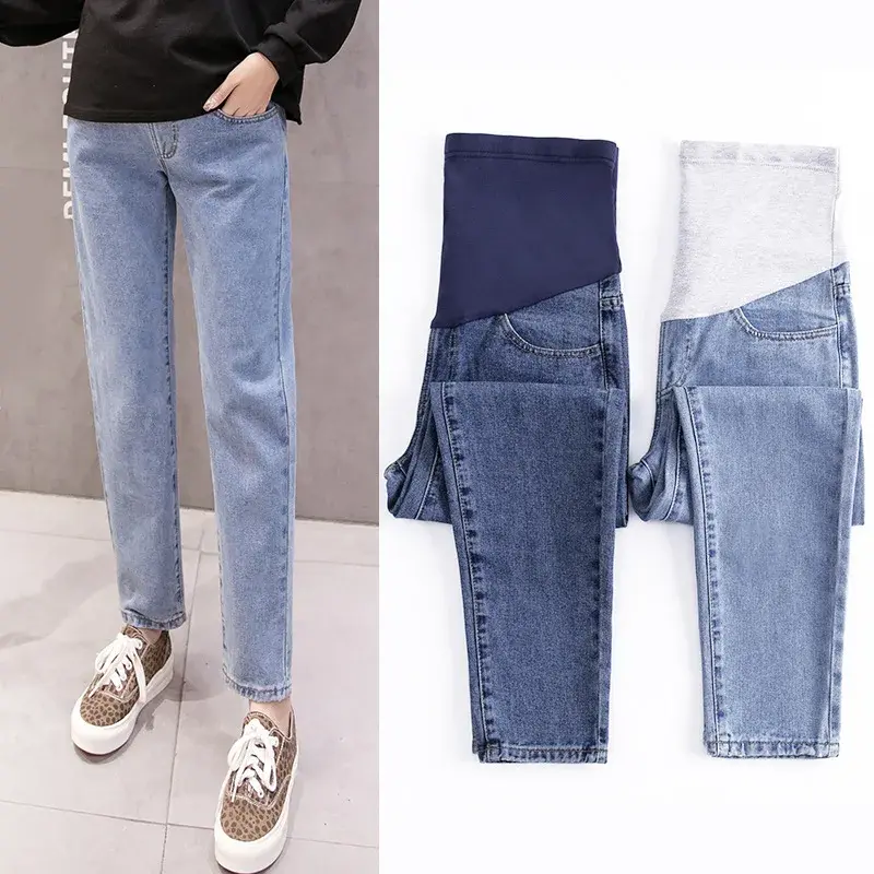 High-waisted Maternity Jeans 2024 New Spring Collection Maternity Trousers Comfortable Stretchable Cotton Pants