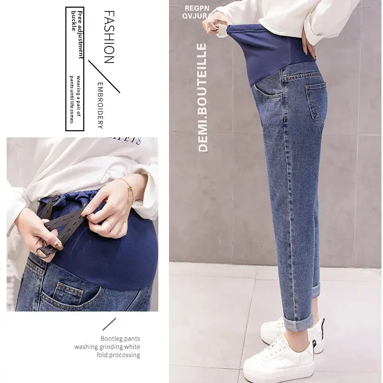 High-waisted Maternity Jeans 2024 New Spring Collection Maternity Trousers Comfortable Stretchable Cotton Pants