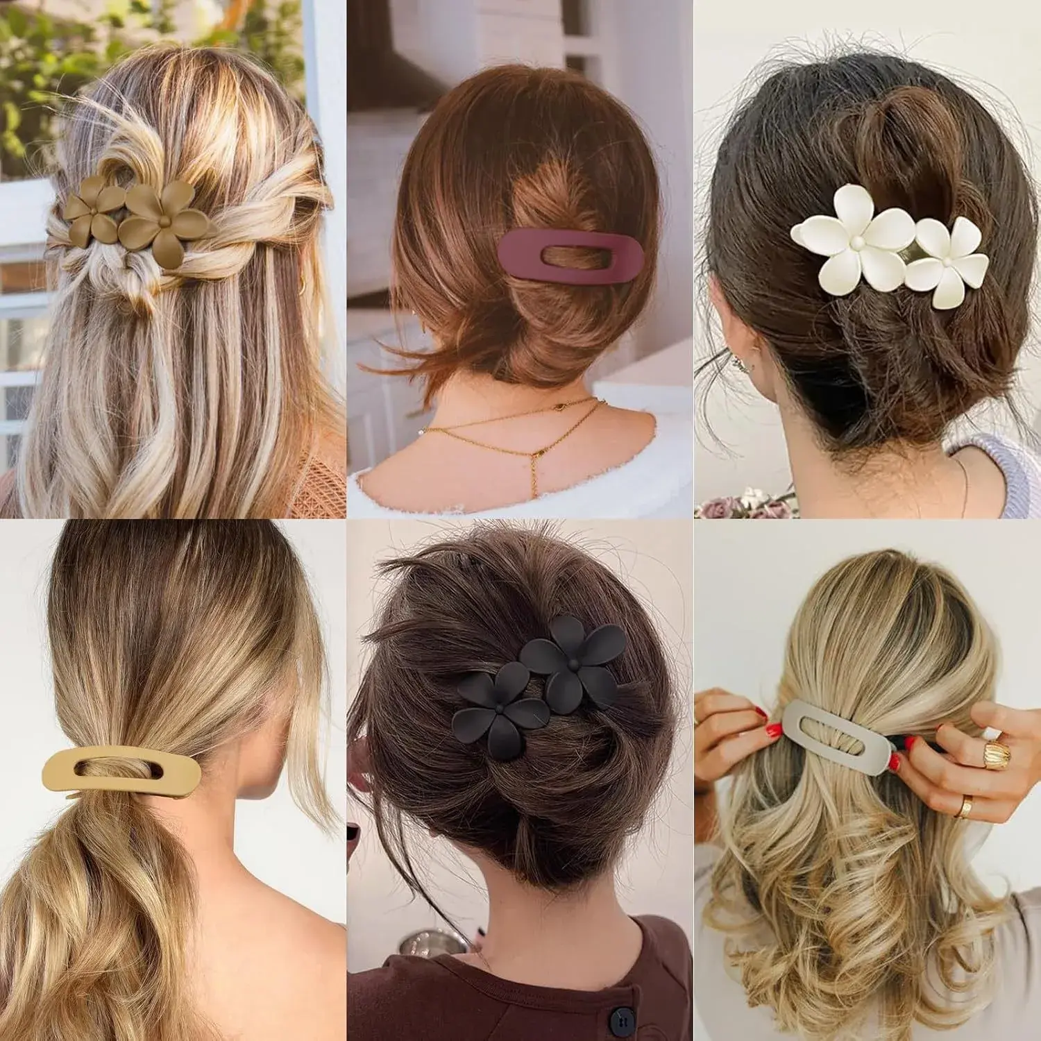 Large Size Frosted Flower Duckbill Combination Hair Clips Professional Salon Partition Fixed Hair Clips Elegant Hair Accessories