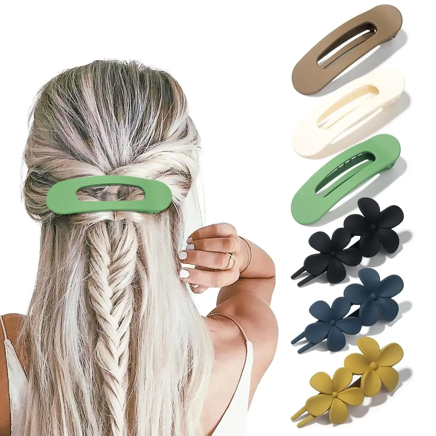 Large Size Frosted Flower Duckbill Combination Hair Clips Professional Salon Partition Fixed Hair Clips Elegant Hair Accessories