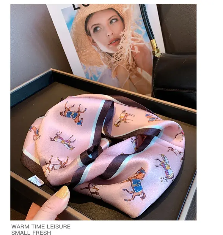 Versatile Korean Style Silk Scarf Women's Spring Season Hangzhou Silk2022 Long Colorful Horse Pink True Silk Wrap Scarf
