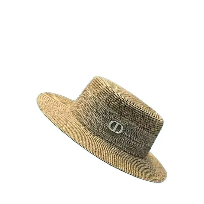 Women's Summer New Style Flat Top Straw Hat Sun Protection Versatile Korean Version Hat Fashionable Sunshade Cap