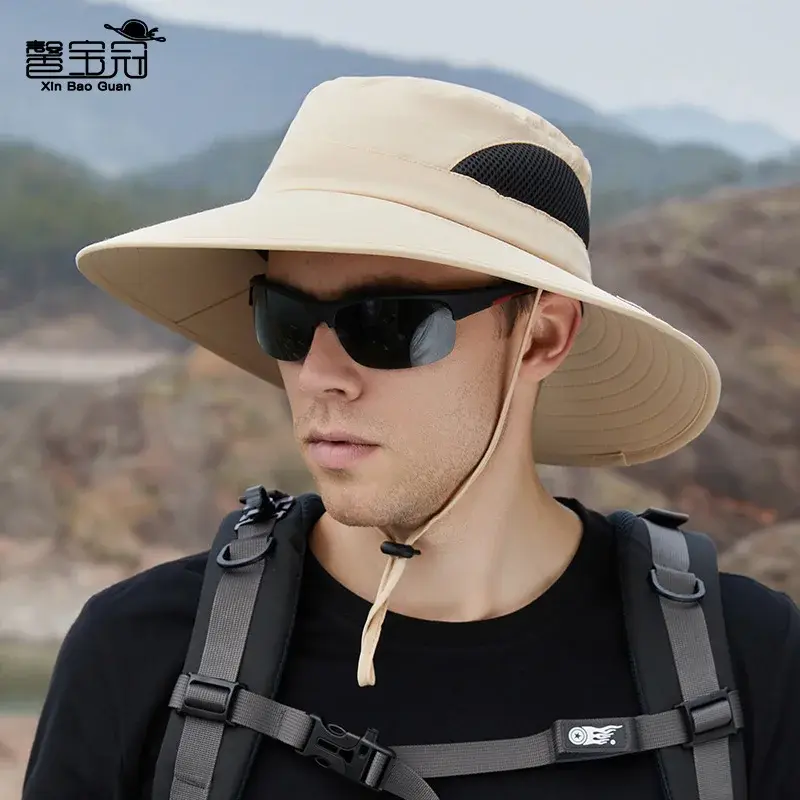 Outdoor Fishing Cap UV Protection Men Women Climbing Hat Large Brim Sunshade Quick Dry Waterproof Lace Net Cap Summer Hat