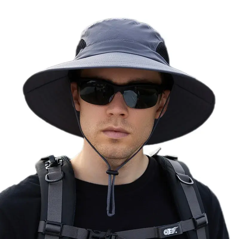 Outdoor Fishing Cap UV Protection Men Women Climbing Hat Large Brim Sunshade Quick Dry Waterproof Lace Net Cap Summer Hat