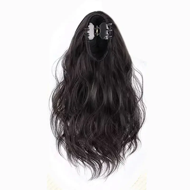 Cloudlike Fake Hair Tail Braid Clip Curly Lightweight Tonsuric Fiber Lazy Style Water Wave Texture Hair Extension Ponytail